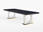 Ring dining table in chestnut, bronze and lacquer by US interior design brand Holly Hunt. It&#;39s first interior design store has just opened in London&#;39s Mayfair.