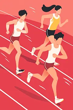 AI数字艺术扁平风校园运动会人物插画-众图网