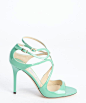 Jimmy Choo : teal green patent leather strappy detail 'Lang' sandals : style # 336391201
