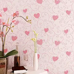 安馨墙纸 无纺布韩式卡通粉色爱心儿童墙纸温馨婚房卧室客厅壁纸-淘宝网