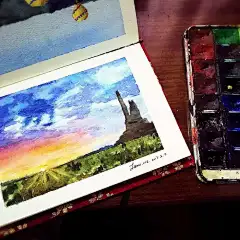 水彩风景-芥末水彩xrz_水彩,原创,水彩风景_涂鸦王国插画