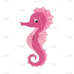 海马，斯堪的纳维亚风格的海马，手绘，美丽而细腻的粉红色