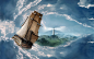 artwork clouds fantasy art journey lighthouses wallpaper (#2654005) / Wallbase.cc