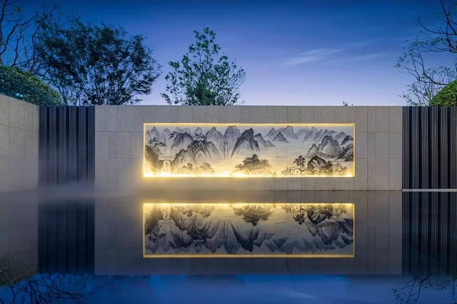 景观照明（LOGO景墙）内的花瓣采集图片-过客eeeee