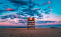 Lifeguard tower number 8 at the Bradley Beach after the sunset