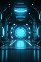 蓝色科幻电影感C4D科幻科技空间背景图