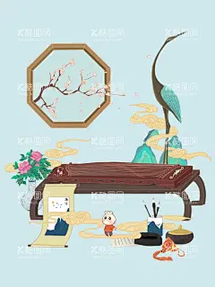 古风意境  - 源文件下载【酷图网】古风,鹤,中式,意境,中国风