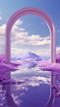 花瓣素材_情人节浪漫感3D立体C4D紫色实景电商展台背景场景图片素材_193378574