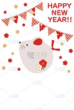 简单可爱的老鼠贺年卡插图