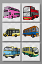 交通运输超写实卡通公交车巴士元素插画