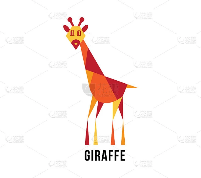 Giraffe. Geometric illustration in polygonal style素材-花瓣网