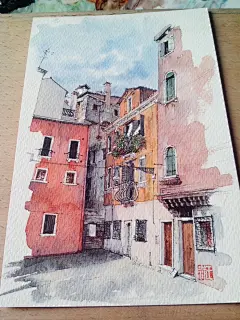 2015 跨年填坑——带过程（PS。依然建筑）-三水猫_水彩,建筑,手绘,插画_涂鸦王国插画