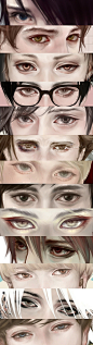 【眼睛的画法】同人里面经常看到的眼形（由于不是第一手资料，所以求个作者）