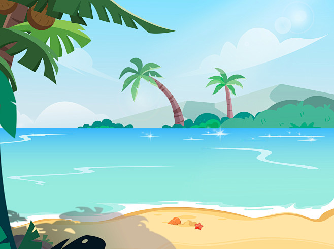 海边沙滩儿插场景