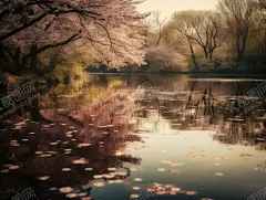 池塘春色 【酷图网】风景画,池塘,湖泊,春天,春色,平静,倒影,樱花盛开,高清,壁纸