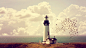 General 1920x1080 nature landscape architecture building photo manipulation birds blurred lighthouse house sea hills clouds horizon fence