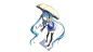 Anime 3556x2000 Vocaloid Hatsune Miku anime girls blue hair simple background long hair twintails blue eyes skirt thigh-highs zettai ryouiki jacket hair ribbon umbrella scarf handbags headphones snowflakes