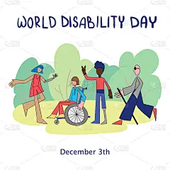 国际残疾人日-卡通平面海报与快乐的人。