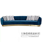 简约现代不锈钢底座弧形三人沙发美容院影楼轻奢绒布蓝色双人沙发-淘宝网