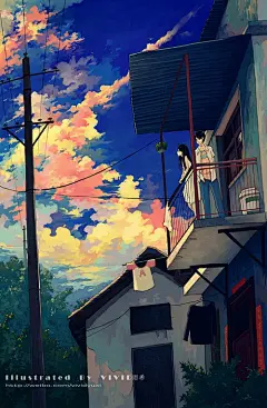 pixiv，p站插画师VIVID雨希的唯美浪漫田园插画图片,pixiv，p站插画师VIVID雨希的唯美浪漫田园插画图片