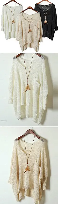 Feel exhausted to go skintight? Try this loose fit sweater from cupshe.com It features slouchy and loose fit. Throw it over a casual blue jeans for a classy look.: 