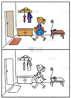 消防安全表女孩回家挂电话