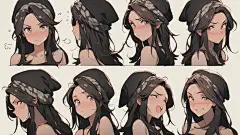 AI动漫女孩表情设定图集 卡通可爱人物表情插画设计 头像绘画临摹-淘宝网