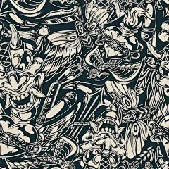 Vintage flash tattoos seamless pattern