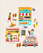 #插画# 我喜欢的小店铺们~周末逛街，把喜欢的店铺画下来吧~丨韩国插画师 anneliesdraws 作品 ​​​​