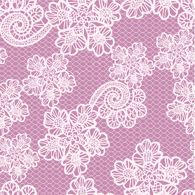 白蕾丝花卉紫底背景矢量素材