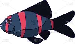 鱼类,海洋生命,卡通,分离着色,可爱的,自然,条纹,海产,概念,紫色