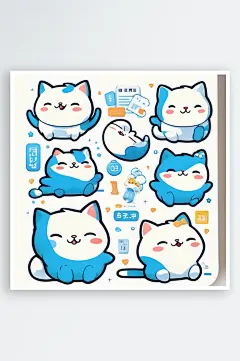 数字艺术卡通猫贴纸卡通表情包-众图网