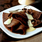 ♥♥ |   Chocolate Crepes with Nutmeg Vanilla Sauce--want.