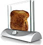 Glass toaster. This is a real product. Very cool, but one has to wonder what it looks like in 6 months.