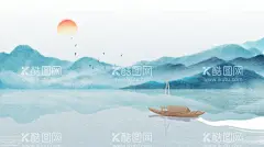 水墨山水  - 源文件下载【酷图网】水墨,山水,工笔,插画,中国风,新式国画,国画,手绘,