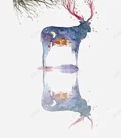 水彩小鹿高清素材 页面网页 平面电商 创意素材 png素材