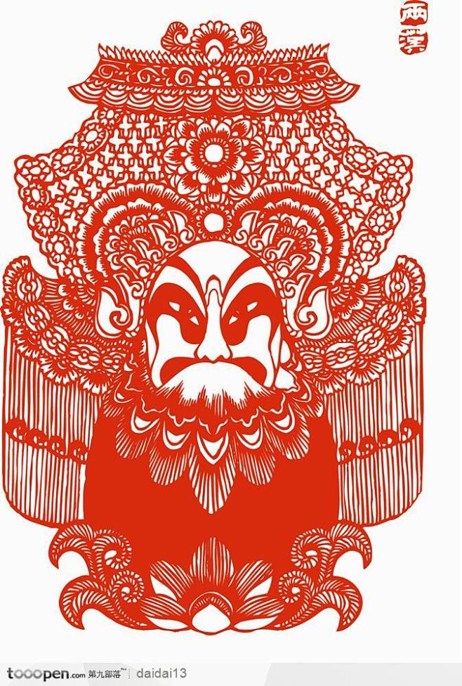 生气的京剧的脸谱剪纸