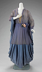 Blue silk and chiffon tea gown (front), French, 1910-15.