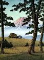 近代日本木板水印风景画 | 日本版画家Hasui Kawase（川瀬巴水）的风景版画,将东方的写意与西方油画的色彩,构图结合,让我们感受到不一样的浮世绘版画。