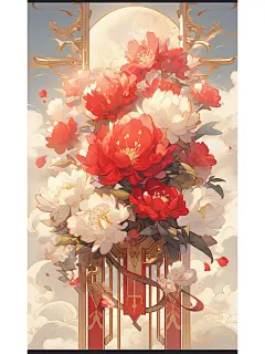 ai绘画丨新国风国色天香牡丹花插画附关键词