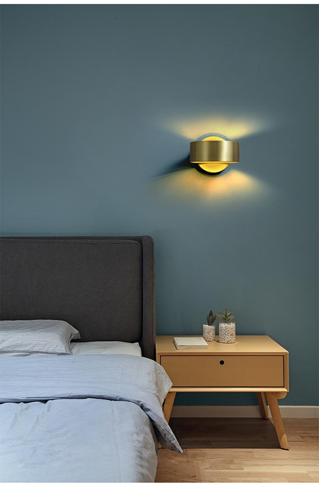 轻奢壁灯全铜北欧卧室床头灯现代简约客厅装...