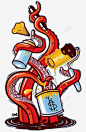 颜料章鱼怪高清素材 png 页面网页 平面电商 创意素材 png素材