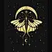 Cosmic Butterfly, gold foil and black paper with stars and moon by Cocorrina