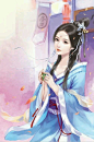 【古图专帖】——『美女系列』——（紫）蓝衣女子_古风图片吧_百度贴吧