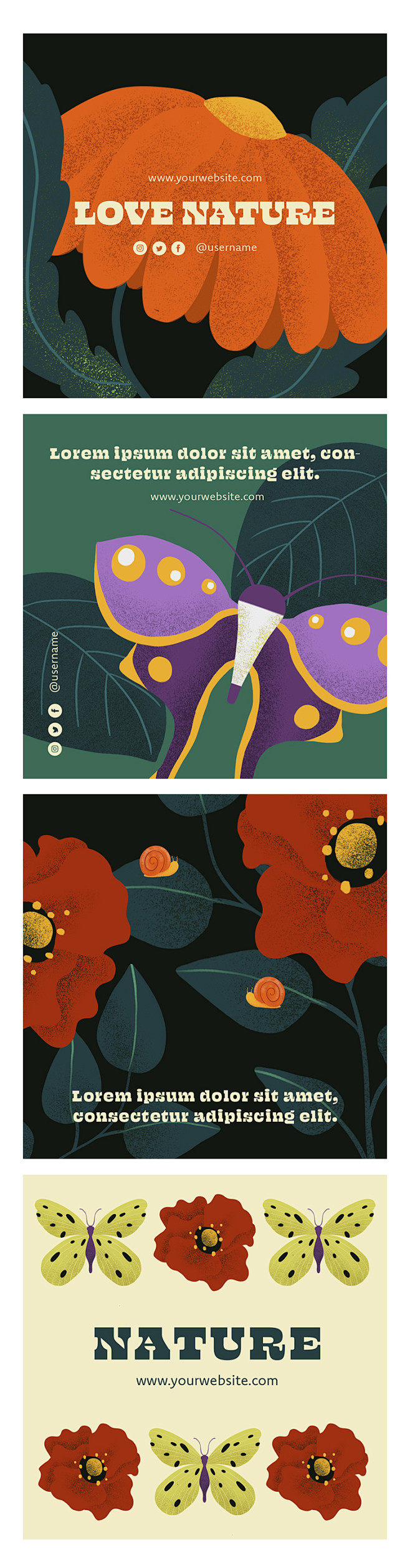 小众复古花卉春天自然植物花朵插图素材排版...