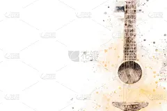 背景,绘画插图,声学吉他,抽象,水彩画,水彩画颜料,背景分离,泰国,医疗器械,流行音乐会