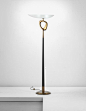 MAX INGRAND Rare standard lamp, circa 1959 Frosted glass, painted wood, tubular brass, brass. 180 cm (70 7/8 in) high Manufactured by Fontana Arte, Italy. Estimate £15,000 - 20,000 ♠ SOLD FOR £37,500