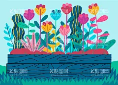 植物花卉背景  - 源文件下载【酷图网】壁纸,花卉,植物,卡通,清新花朵背景,春天手绘壁纸