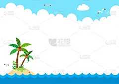 热带岛屿，海洋中的棕榈树。暑假的背景。