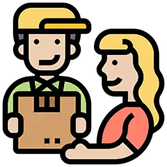 Delivery service free icon送货上面 现场交易 面对面交易 人与人 手拿着盒子吧 包裹 箱子 打包 配送